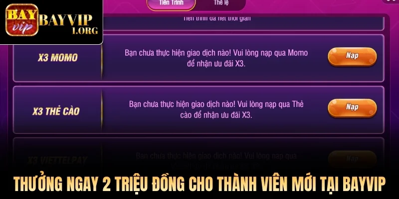 Thưởng ngay 2 triệu đồng cho thành viên mới tại Bayvip